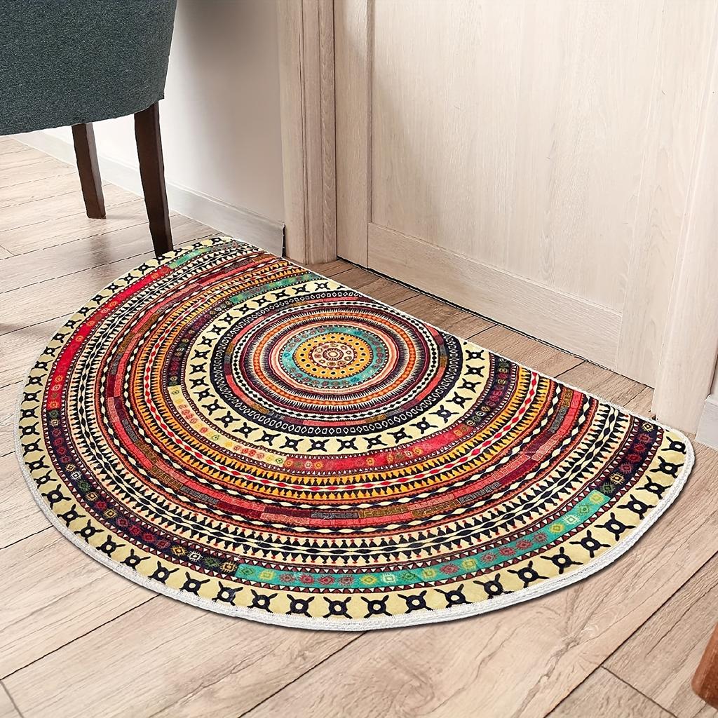 Bohemian Style Semi Circular Entry Rug Ethnic Geometric Entryway Living Room Ins Style Home Decor Non Slip Floor Mats