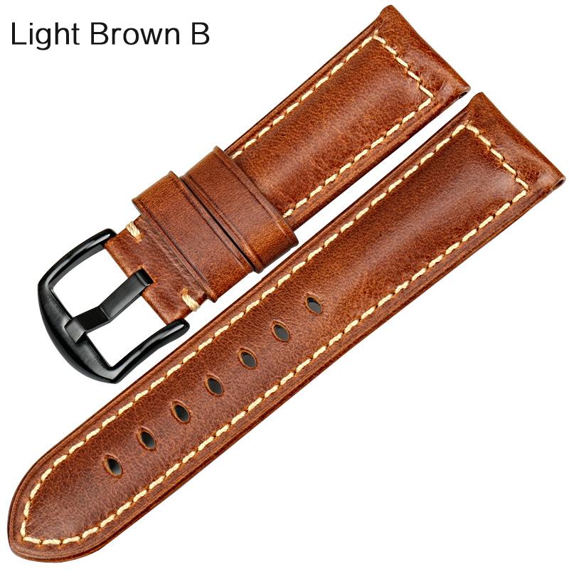 Handmade Watchband Blue 20mm 22mm 24mm with Black Buckle Vintage Oil Wax Leather Watch Strap for Fossil Watch Band