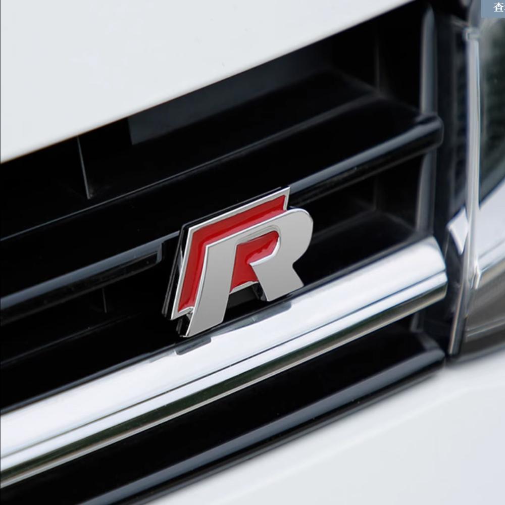 ARQWZ1 3D Car Front Grille Trunk Emblem Sticker For R Rline Logo Badge Stickers Volkswagen Polo Passat Golf Jetta Polo Touran CC T-ROC
