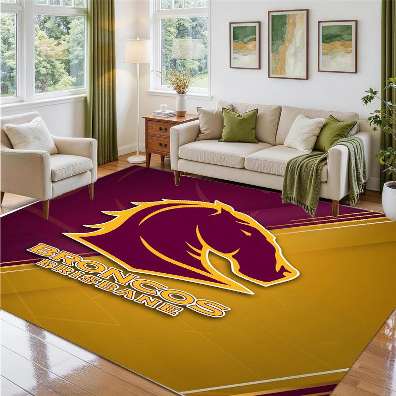 Brisbane Broncos Tasarımlı Kristal Kadife Halı Yatak Odası Girişi İçin Yumuşak Dekoratif Mat