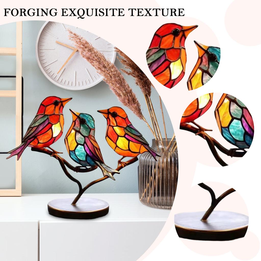Acrylic Birds On Branch Statue Art Craft Colorful Birds Ornament Collectibles Holiday Gifts Home Decor for Living Room Bedroom
