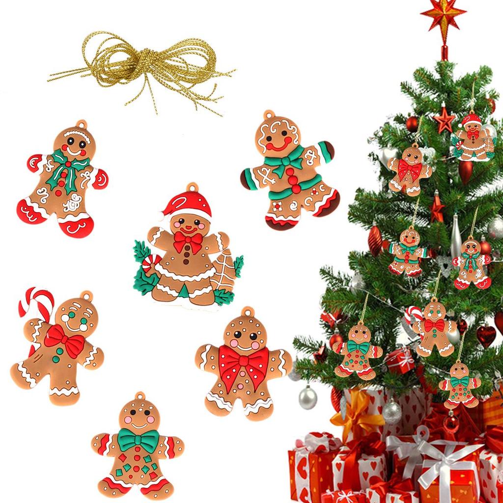 Cross-Border PVC Gingerbread House Ornaments - Soft Rubber Hanging Decorations for Christmas Trees & Scenes