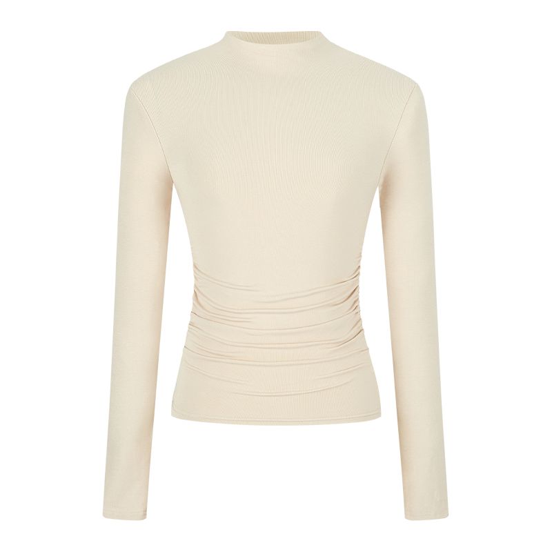 

Half Turtleneck Fall and Winter Basic Style Gray, Long Sleeve Bottoming Shirt Apricot S