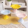 High Footed Ceramics Flower Cat Bowl Plate Prevent Tipping Over Cat Food Bowl Water Plateprotecting Cervical Spine Pet Bowl