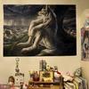 1pc Emo White Wolf Sitting Meme Tapestry Colorful Hippie Psychedelic Bedroom Dorm Decor Aesthetic