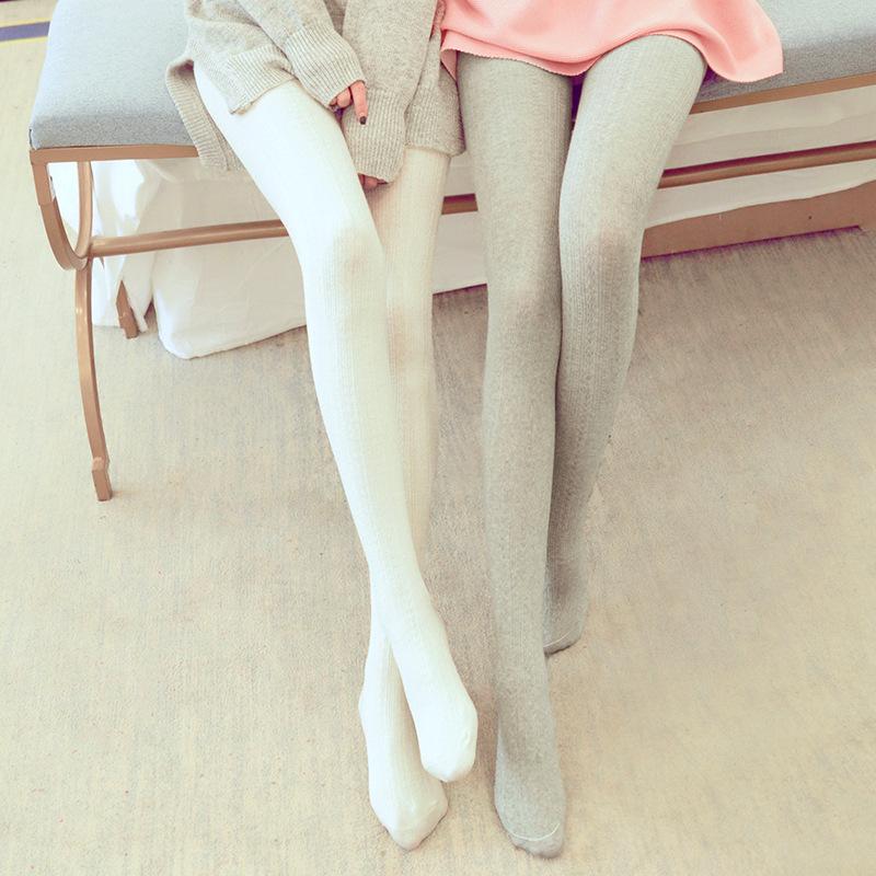 Tlusté teplé pruhované dámské punčochové kalhoty Podzim Zima Punčocháče Bavlněné Pletené punčochy Vícebarevné Collant
