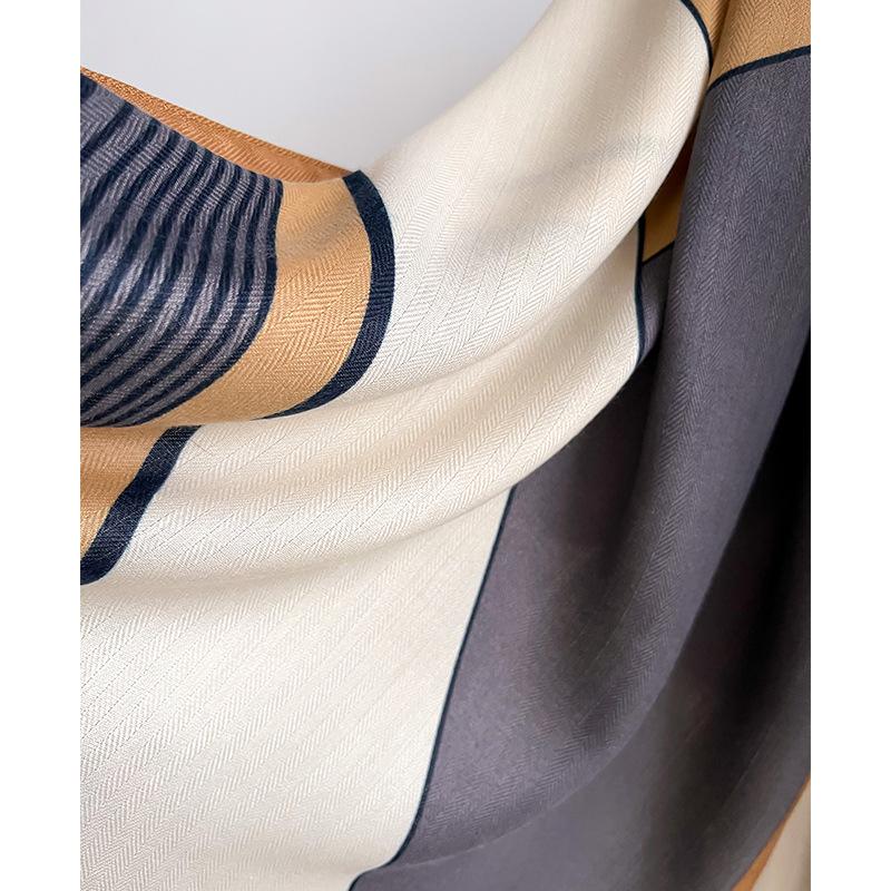 Stylish color-block faux-shearling scarf/snood; lightweight yet warm; versatile long wrap, shawl, or cape for women.