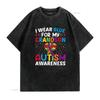 Autism Awareness Grandma Grandpa I Wear Blue For My Grandson T Shirt vintage Washed Soft Slightly streetwear Stylish homme