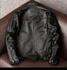 CHEJI Genuine Leather Military Biker and for and Denim Jacket Jacket, Men's Double-Breasted Jacket, Short, Simple, Cold-Weight Windproof, Thick,