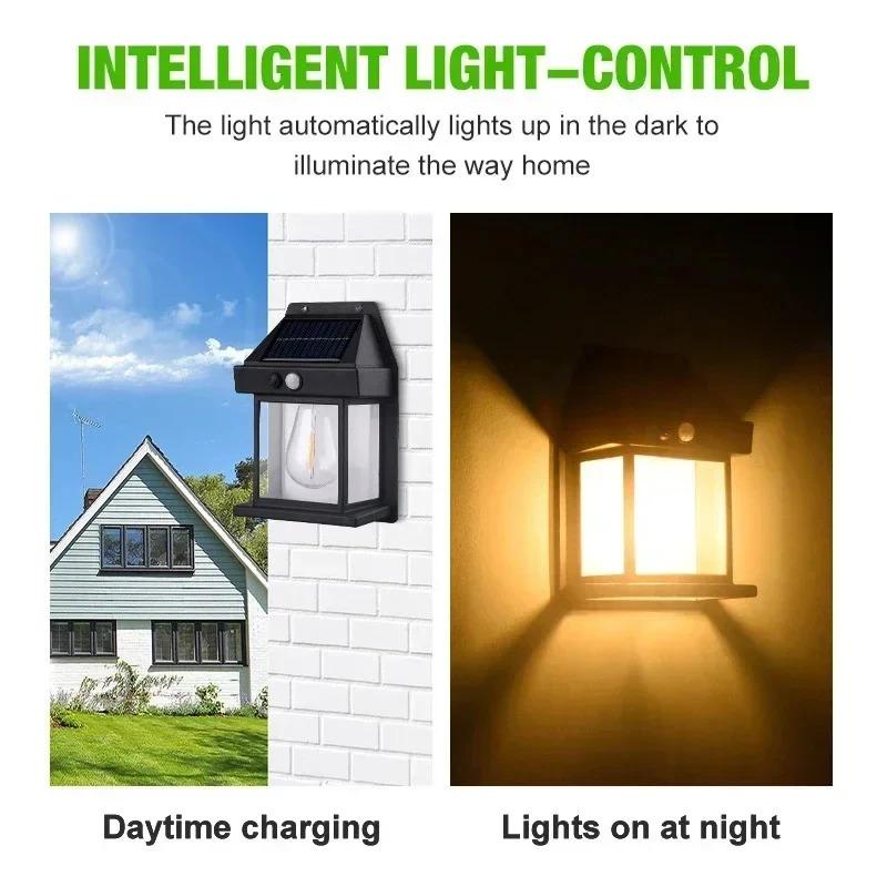 Solar Wall Lights Outdoor Tungsten Waterproof Wireless Motion Sensor Security Lamps Dusk To Dawn Lighting for Garden 1~8PCS