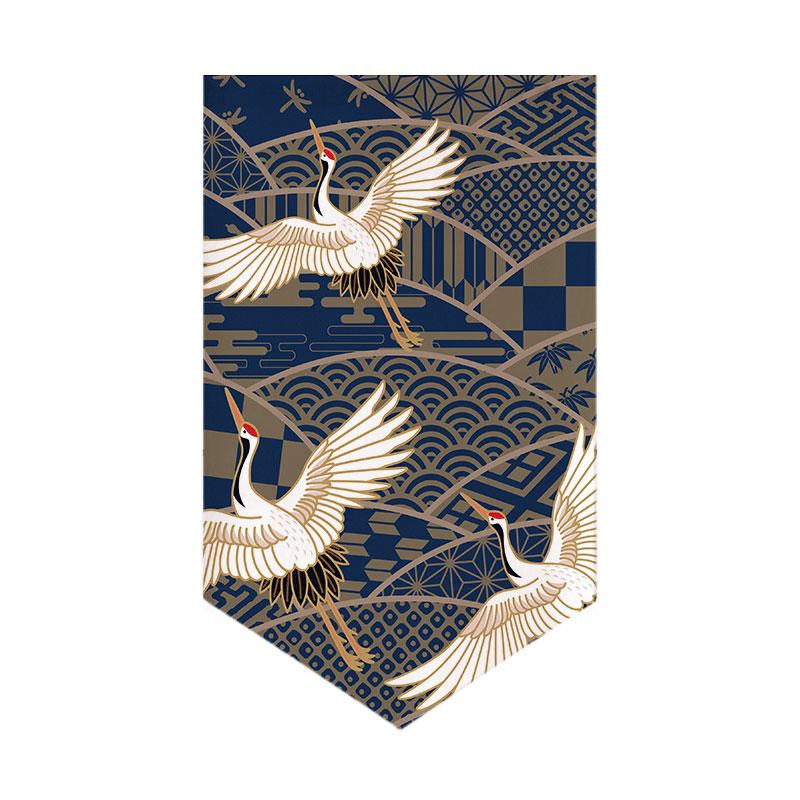 Japanese Short Door Curtain Wave Koi Kitchen Partition Triangle Flag Restaurant Hanging Curtain Pennant Izakaya Decor Drapes