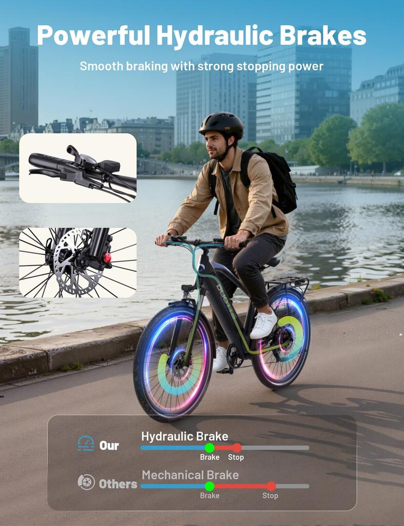 Bicicleta Eléctrica DUOTTS C29 Max 250W48V18Ah, Frenos de Disco Hidráulicos Autonomía 120km Velocidad Máxima 25km/h Bicicleta Eléctrica