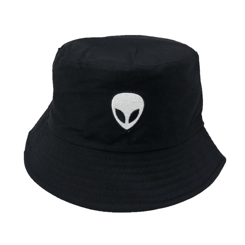 

Unisex Embroidered Alien Foldable Bucket Hat Beach Sun Street Headwear Fisherman Outdoor Men and Woman Cap