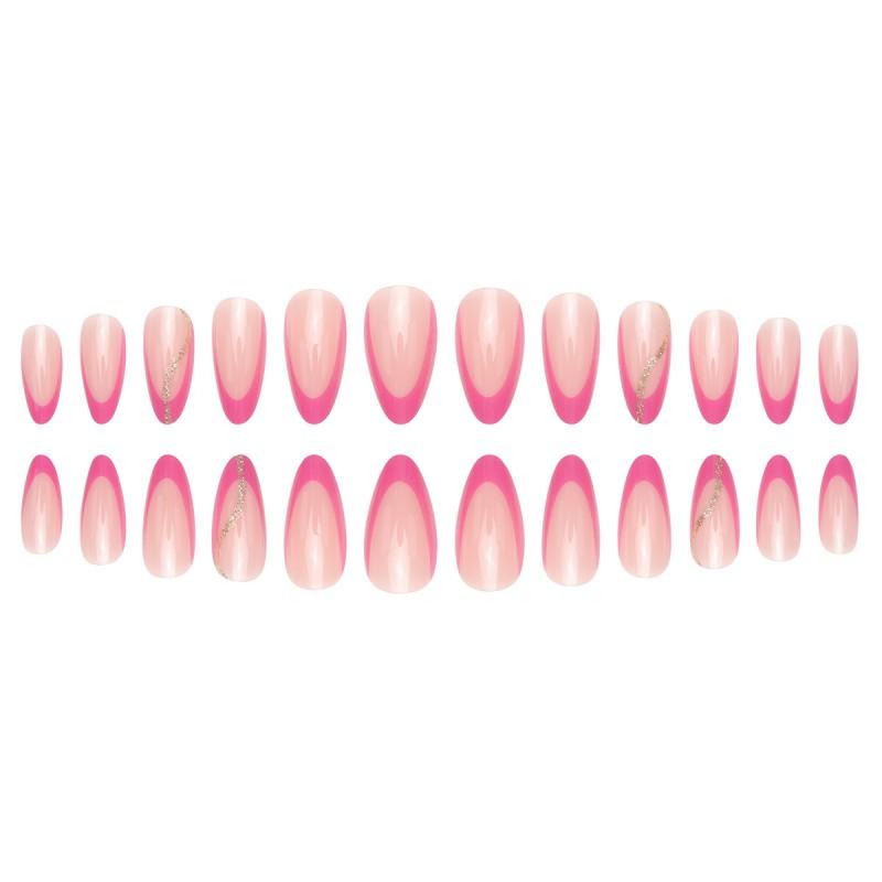 Pre-made Press-On Nails With Gradient Line Design Minimalist INS Style False Nail Tips Women