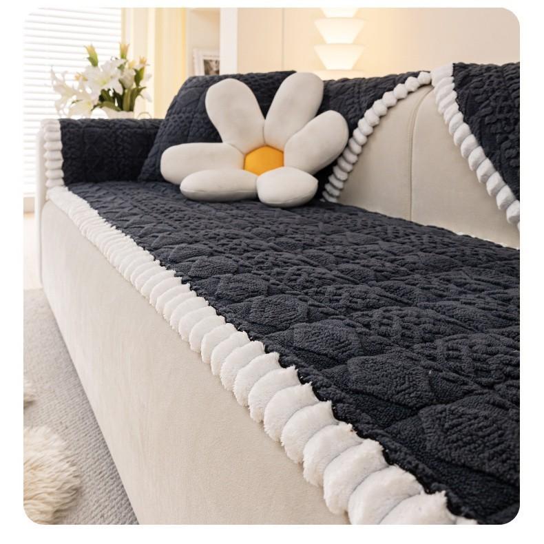 1Pcs Solid Color Thickened Sofa Mat Comfortable Soft Living Room Couch Cushion Modern Anti Slip Furniture Cover Home Decoration