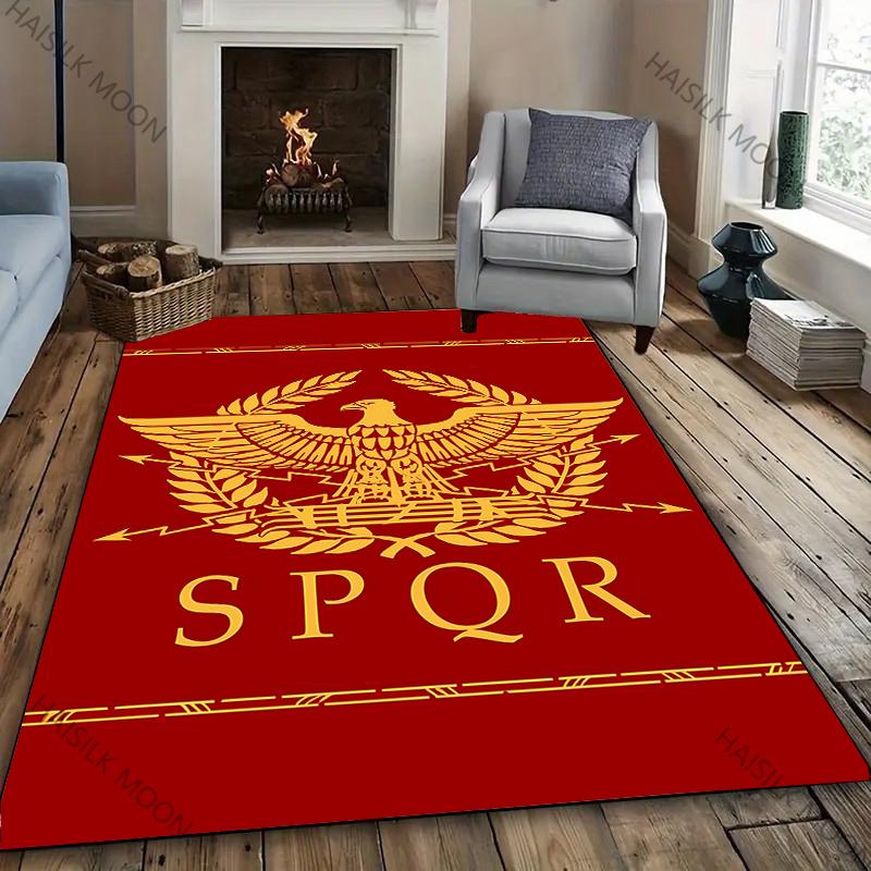 Tappeto con Stampa Logo Romano Vintage Classico Soggiorno Camera da Letto Ufficio Comodino Bagno Tappetini Pavimento Decorazione Casa Tappeto Regalo Arrivo Rapido