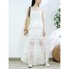 DIMANAF 2025 Skirt Suit Women Lace Knitting Hollow Out Sexy O-Neck Hollow Summer Style Tops Tees Loose Basic