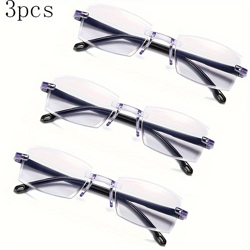 3pcs Retro Reading Glasses for Men Women Rimless Anti-blue Presbyopic Eyewear Frameless Trimming +1.0 To +4.0 Eyewear