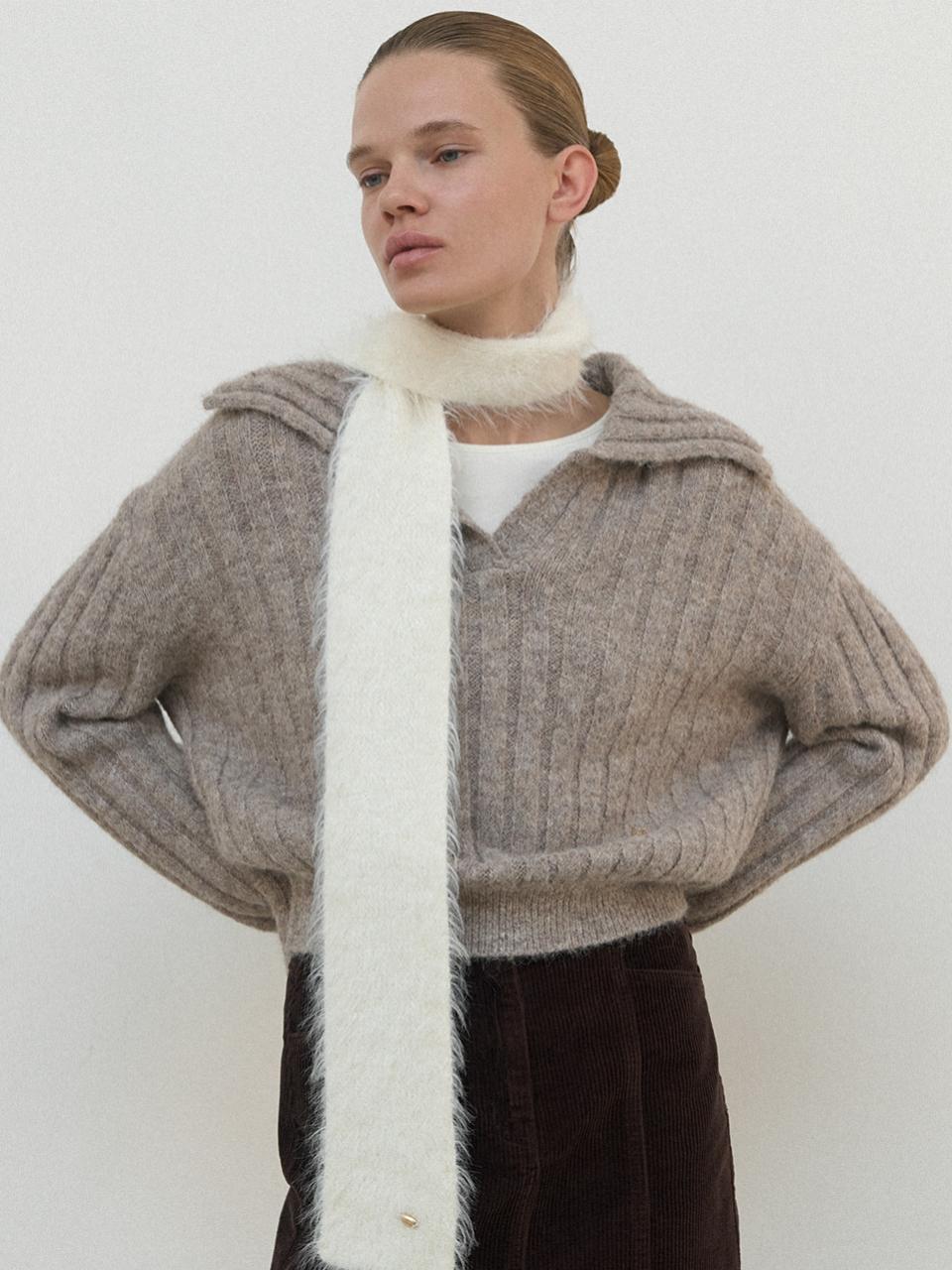 Atelier Nine Kyra Hairy Melange Knit(T-6955) Cocoa/Free