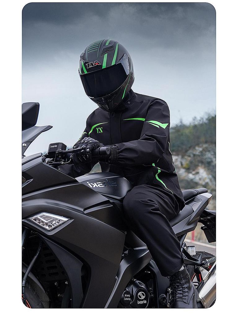 Qi An Ga Mian Adult Reflective Waterproof Cycling Raincoat and Pants Set