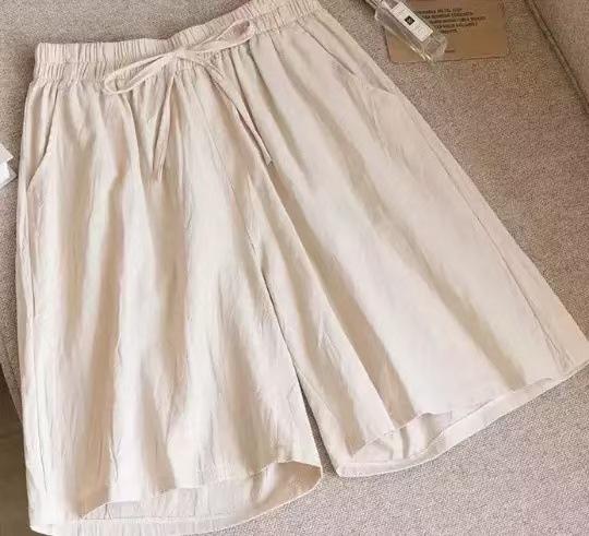 

New cotton and linen loose shorts for women s summer wear casual large-size cotton five-point pants 3XL хакі