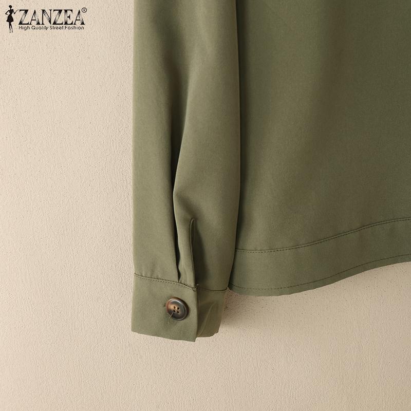 ZANZEA Women Casual Turn Down Collar Long Sleeve Autumn Blouse