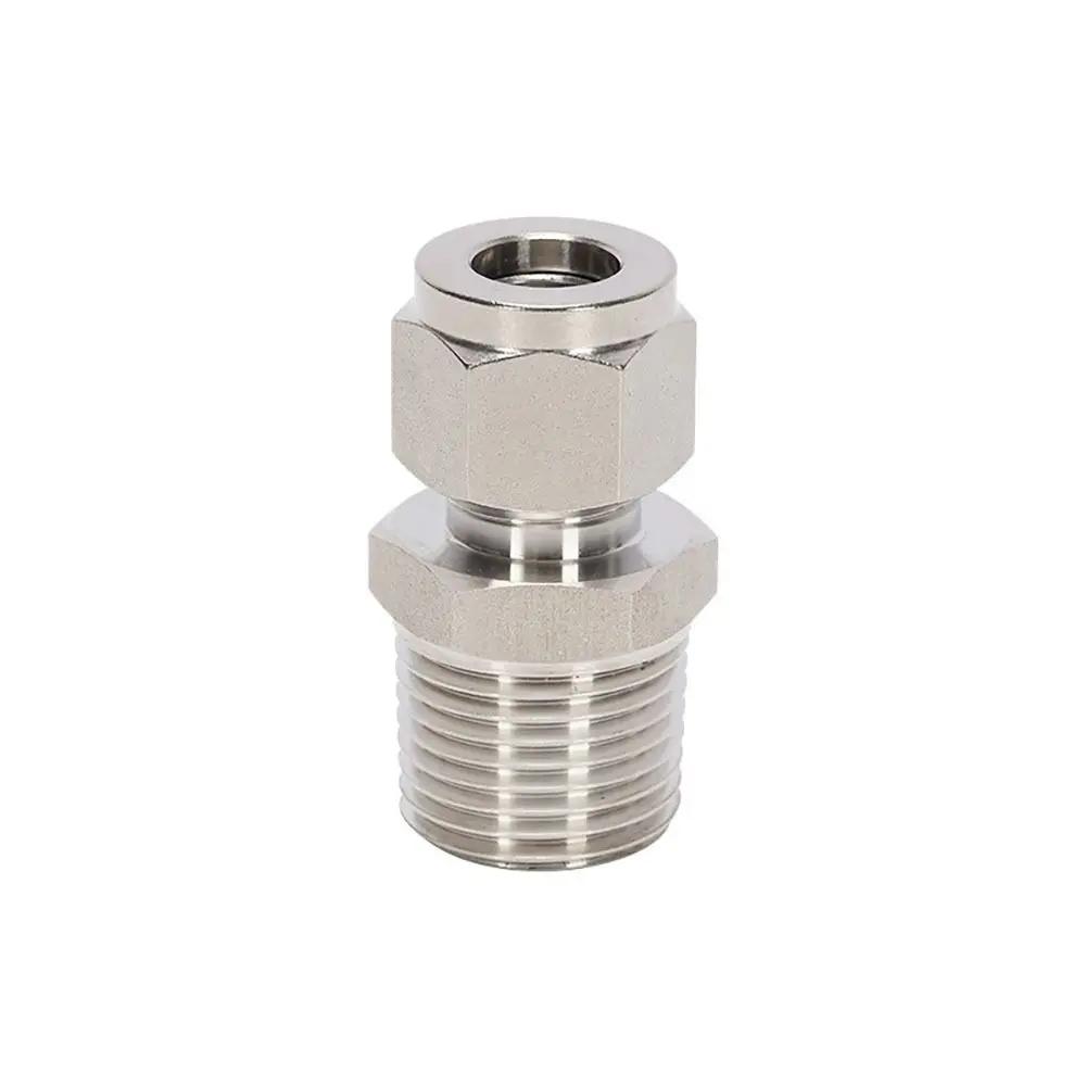 1Pcs 1/8" 1/4" 3/8" 1/2" Male Thread to 3-16mm OD Quick Fitting Stainless Steel 304 SS Tube Connector Double Ferrule