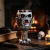 Dark Style Barware Horrible Resin Stainless Steel Skull Goblet, Retro Skeletal Wine Gothic Spooky Theme Tabletop Decor Cocktail Glasses, Vintage
