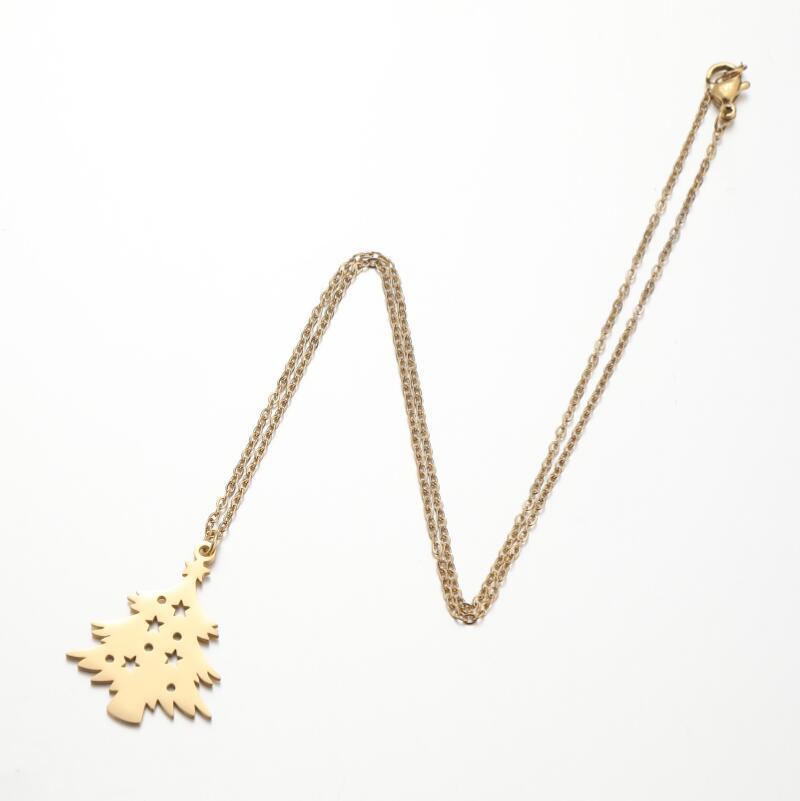Stainless Steel Christmas Tree Star Pendant Necklace for Couples