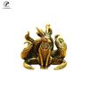 1 pcs Mini Antique Brass Lucky 7 Tails Fox Figurine Miniature Antique Brass Lucky Seven Tailed Fox Figurines Feng Shui Ornament
