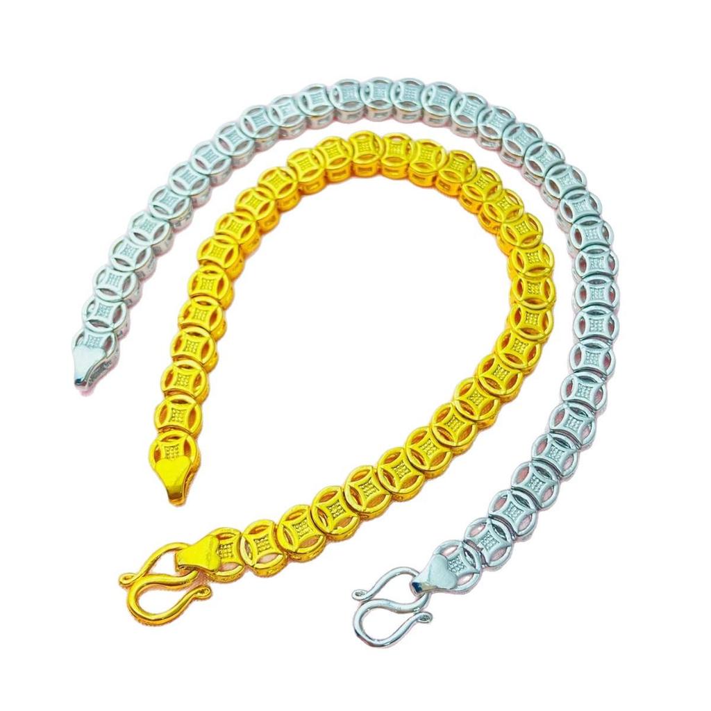 Gold-Toned Luxury Eight Directions Wealth Copper Coin Bracelet