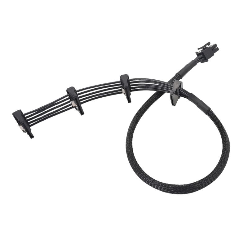 SATAs Power Extension Cable 6Pin Male To 4X 15Pin Female 90 Degree Angled Design 50CM 1