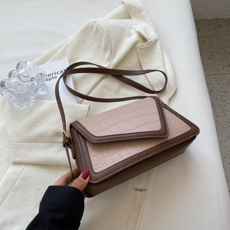 Design Sinn High-End Farbkontrast Achseltasche Damen Neue Wintermode All-Match Schultertaschen Steinmuster Textur Handtasche