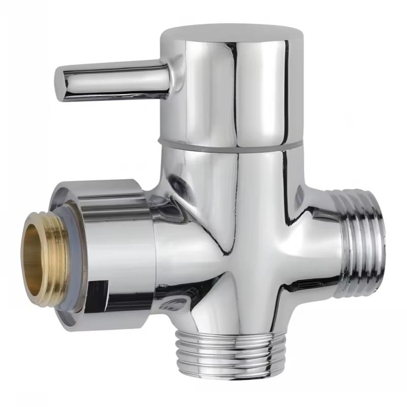 Water-Saving Three-Way Divert Shower Head Valve Switch One-Split Two-Connector Stainless Steel Chrome Finish Bath Toilet Shower