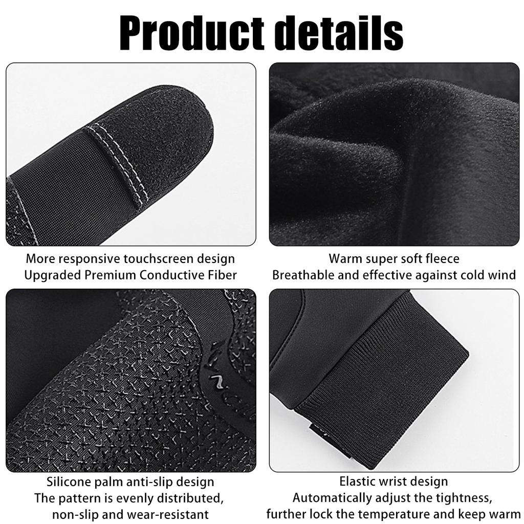 Winter Gloves Men Women Touch Screen Non-Slip Gloves Windproof Water-Resistant Warm Winter Gloves Thermal Running Mittens