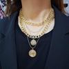 Vintage Multi-Layer Coin Necklace for Women - European & American Style Queen Image Jewelry