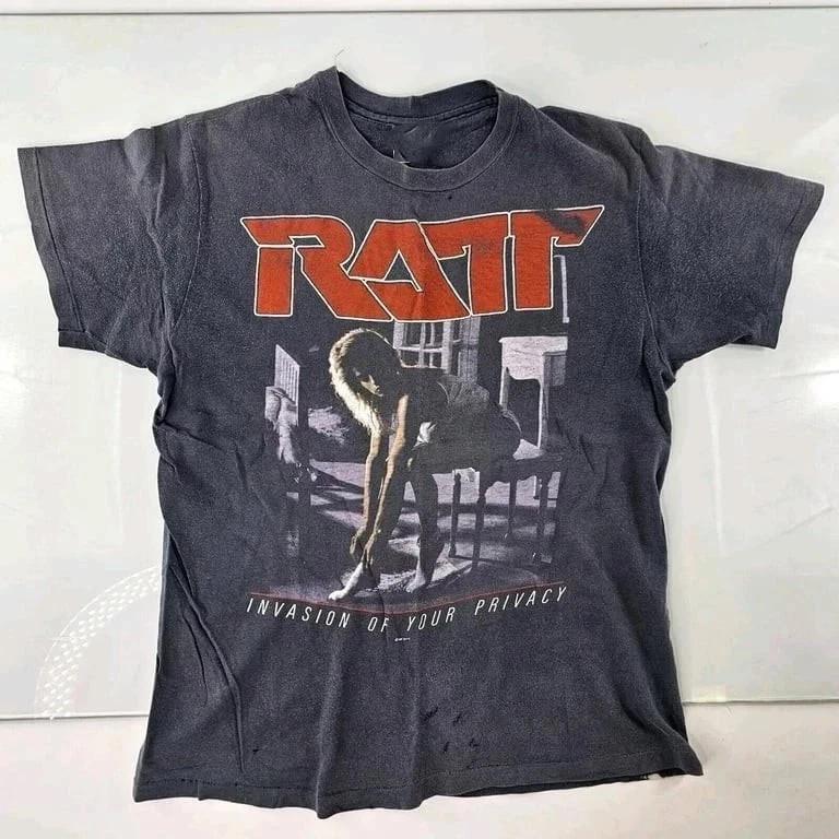 

Vintage RAT Mens Invasion Of Your Privacy Tour 1985 Metal Band Unisex T-Shirt M