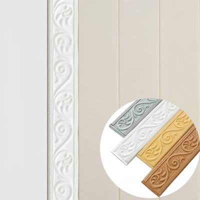 1pc 2.3mX6cm 3D Wall Trim Line Skirting Sticker Self-Adhesive Wall Trim Sticker Household Waterproof Baseboard Wall-paper