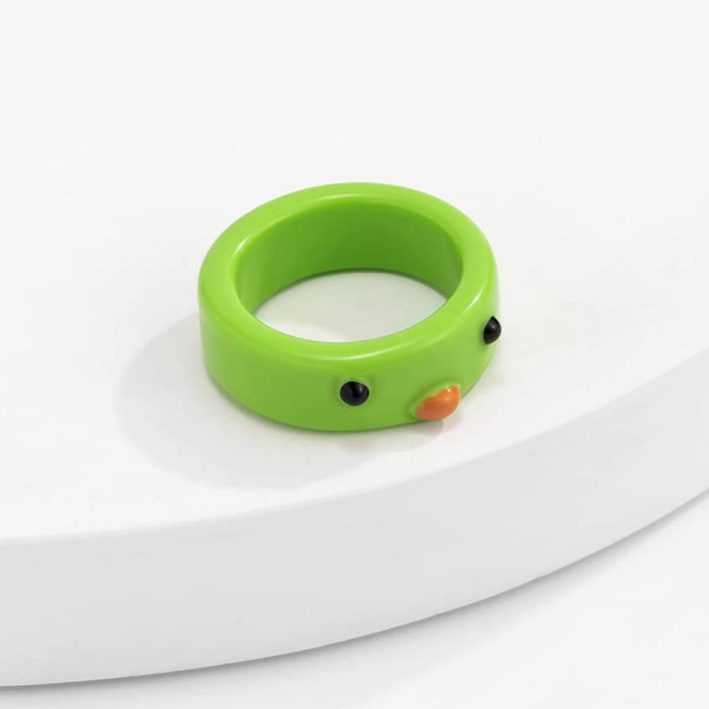5 Pcs Resin Ring 3D Cute Chick Finger Ring Set Funny Candy Color Wide Animal Ring Geometric Ring for Women Girl Jewelry