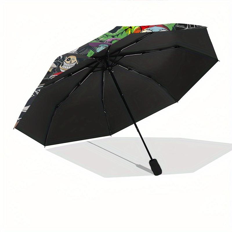 Nightmare Before Christmas Themed Automatic Opening and Closing Folding Umbrella, Reinforced 8 Ribs, Compact Travel Design, Fashionable Fold