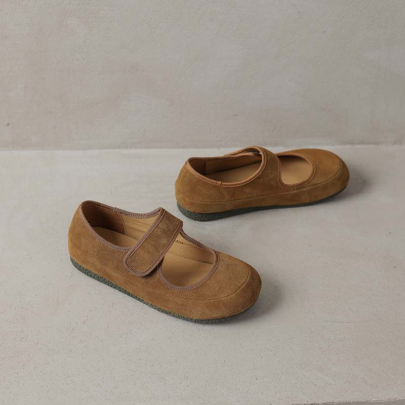 Krazing Pot Cow Suede Nubuck Spring Autumn Winter Flats Slip on Mules Women Keep Warm Fashion Girls Casual Shoes