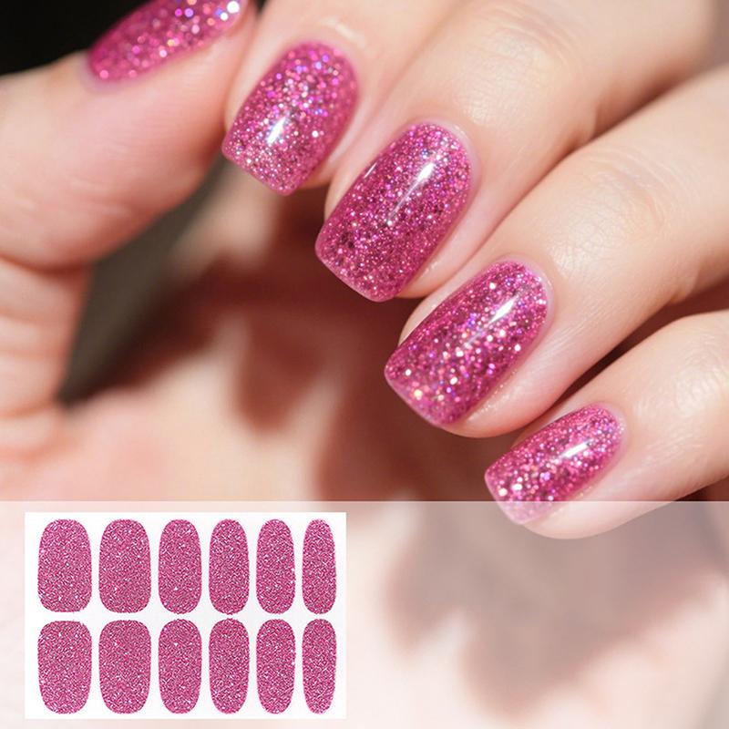 Gradient-Stil Nagellack-Aufkleber Set Selbstklebend Wasserdicht Glitzer Falsche Nagel-Aufkleber