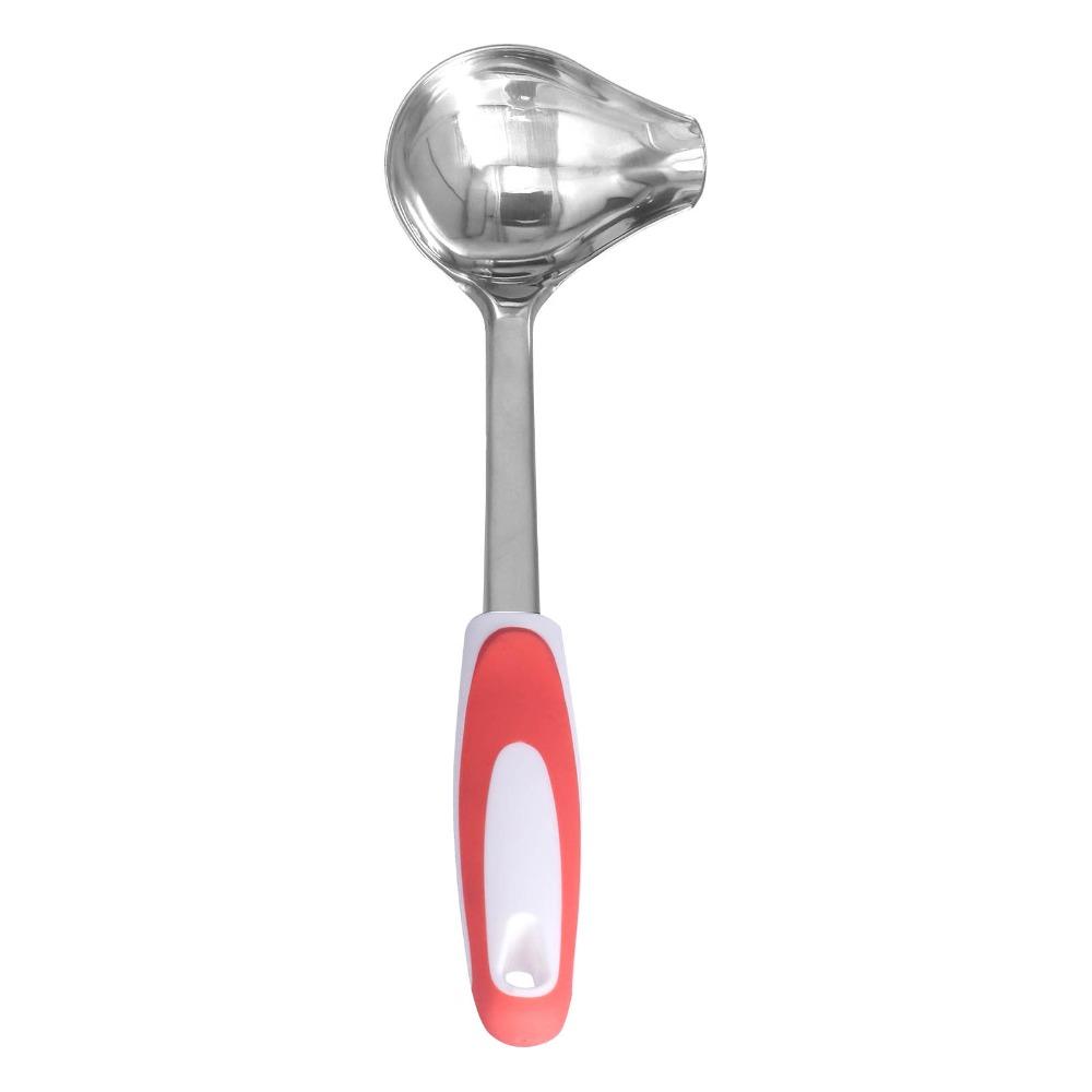 Smooth Side Spout  Ladle Rustless Steel Dripping Spoon Integrated Molding Soup Spoon  Soup Serving