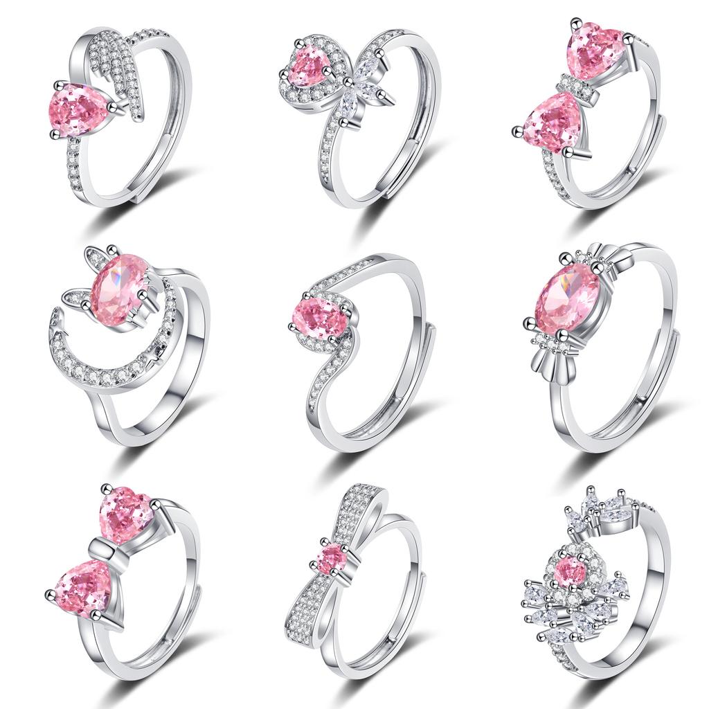 Niche Light Luxury Exquisite Pink Love Ring Fashionable Versatile Personality High Sense Opening Sweet Cool Wind Ring 2026