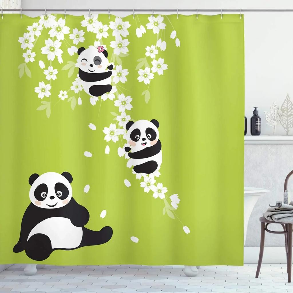Funny Cartoon Shower Curtains Cute Colorful Birds Fence Flower Plant Leaves Kids Bath Curtain Modern Children Bathroom Decor Set