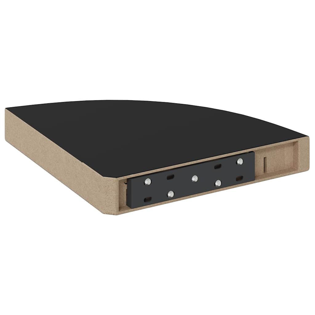 Corner Floating Shelves Set of 4 Black 25 x 25 x 3.8 cm MDF