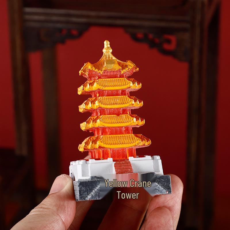 2025 Luminous Resin Fridge Magnet: Ancient Architecture Night Light City Tower Souvenir