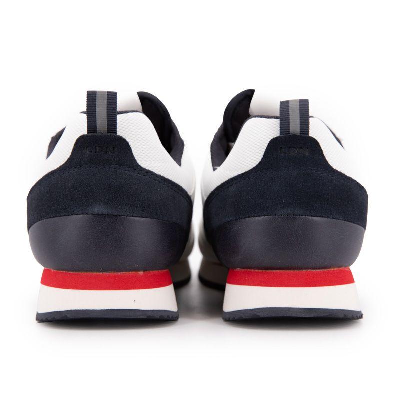 White Lace-up Sneakers with Blue and a Touch of Navy Red Men PEPE JEANS