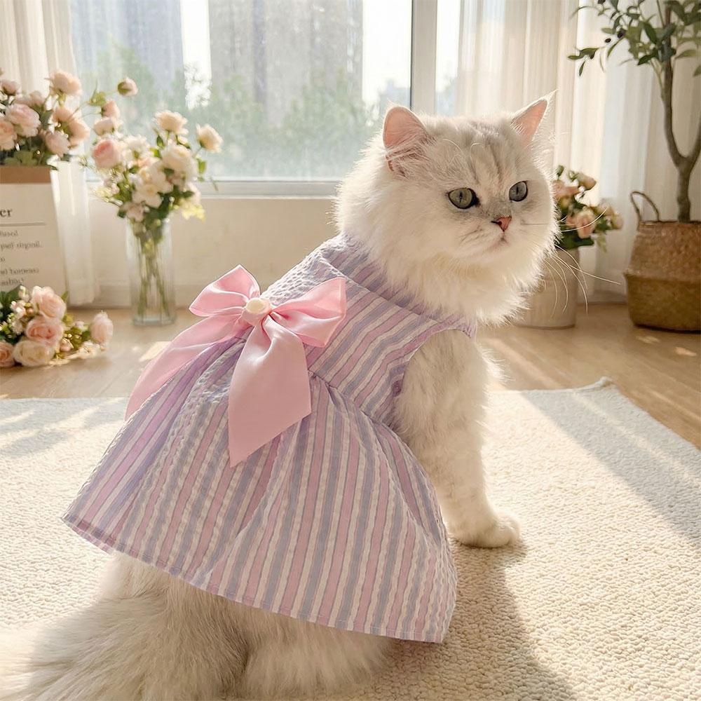 Blue Pink Bow-Knot Skirt For Pets Spring Summer Princess Pet Dresses For Small And Medium Sized Cats Dogs Clothing Pet Supplies