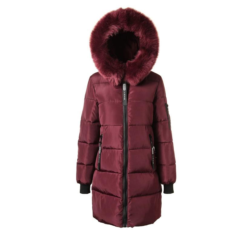 Padded-on Women's Medium and Long Winter New Large-size Women's Padded Clothes, Large Fur Collar, Thickened Padded Jacket.